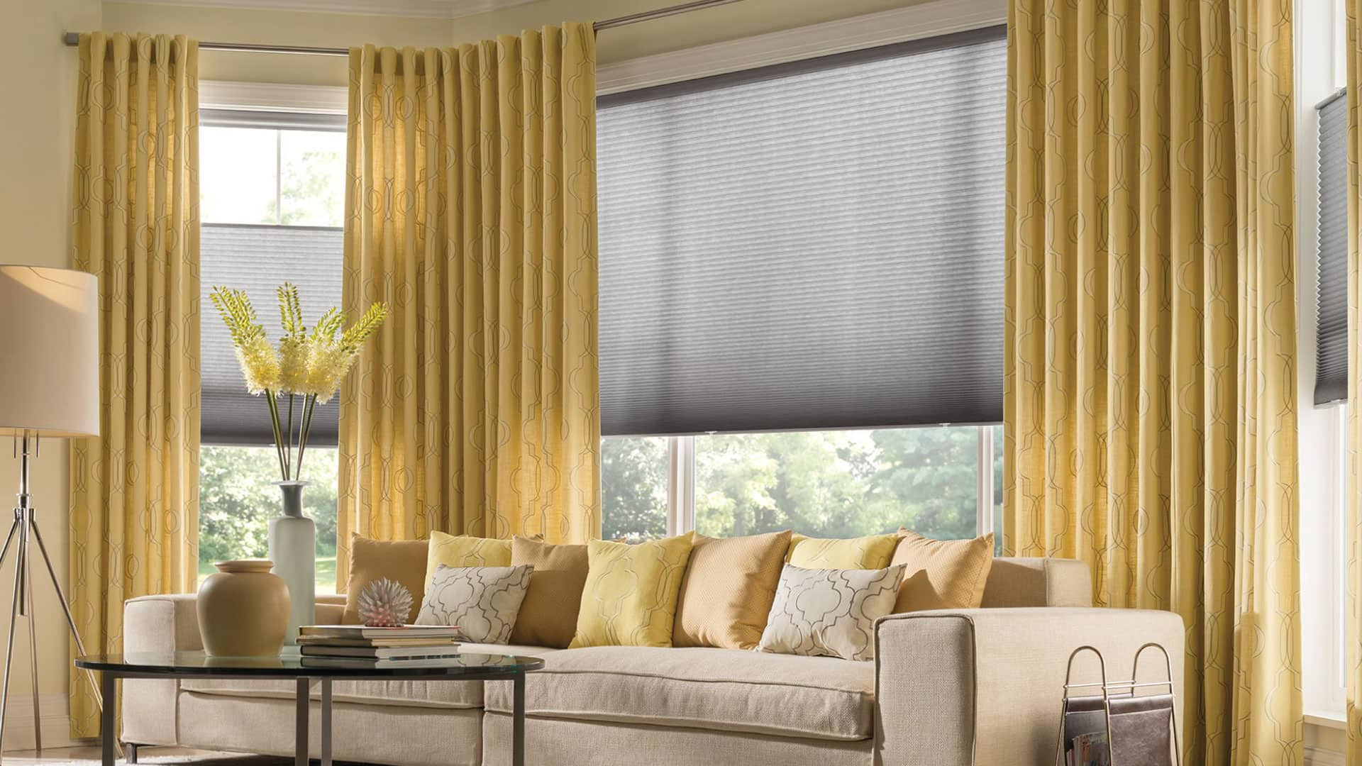 Living Room Draperies and Shades Background Image